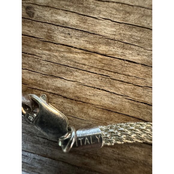Vintage Italian Sterling Silver Mesh Chain Necklace 17" Lobster Clasp 15.9g - Picture 6 of 9